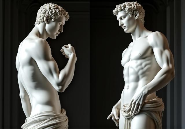 Confronto tra sculture di Michelangelo e Bernini